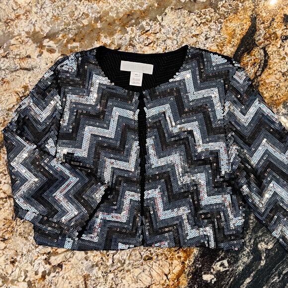 Harrison Morgan Black, Silver & Grey Sequined Bolero Jacket - SIZE M/L - Picture 7 of 10